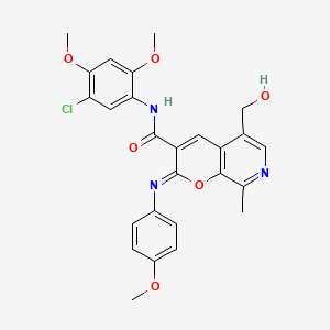 (2Z)-N-(5-chloro-2,4-dimethoxyphenyl)-5-(hydroxymethyl)-2-[(4-methoxyphenyl)imino]-8-methyl-2H-pyrano[2,3-c]pyridine-3-carboxamide