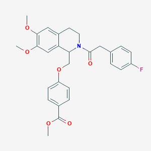 molecular formula C28H28FNO6 B11225270 Methyl 4-((2-(2-(4-fluorophenyl)acetyl)-6,7-dimethoxy-1,2,3,4-tetrahydroisoquinolin-1-yl)methoxy)benzoate 