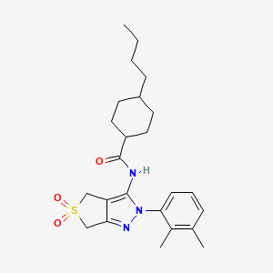 molecular formula C24H33N3O3S B11225294 4-butyl-N-(2-(2,3-dimethylphenyl)-5,5-dioxido-4,6-dihydro-2H-thieno[3,4-c]pyrazol-3-yl)cyclohexanecarboxamide 