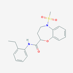 molecular formula C19H22N2O4S B11225306 N-(2-ethylphenyl)-5-(methylsulfonyl)-2,3,4,5-tetrahydro-1,5-benzoxazepine-2-carboxamide 