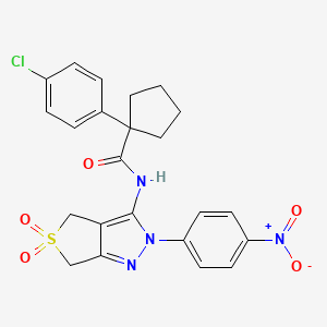 1-(4-chlorophenyl)-N-(2-(4-nitrophenyl)-5,5-dioxido-4,6-dihydro-2H-thieno[3,4-c]pyrazol-3-yl)cyclopentanecarboxamide