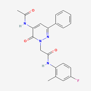 molecular formula C21H19FN4O3 B11225331 2-[5-(acetylamino)-6-oxo-3-phenylpyridazin-1(6H)-yl]-N-(4-fluoro-2-methylphenyl)acetamide 