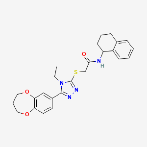 2-{[5-(3,4-dihydro-2H-1,5-benzodioxepin-7-yl)-4-ethyl-4H-1,2,4-triazol-3-yl]sulfanyl}-N-(1,2,3,4-tetrahydronaphthalen-1-yl)acetamide