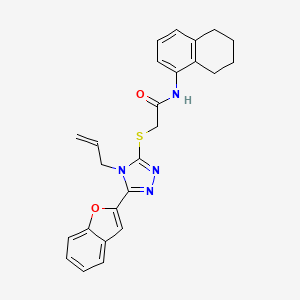 molecular formula C25H24N4O2S B11225347 2-{[5-(1-benzofuran-2-yl)-4-(prop-2-en-1-yl)-4H-1,2,4-triazol-3-yl]sulfanyl}-N-(5,6,7,8-tetrahydronaphthalen-1-yl)acetamide 