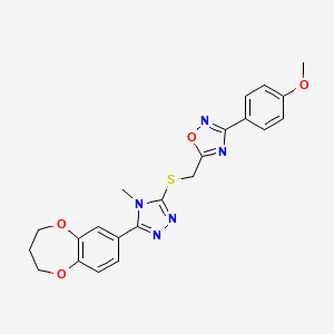 5-({[5-(3,4-dihydro-2H-1,5-benzodioxepin-7-yl)-4-methyl-4H-1,2,4-triazol-3-yl]sulfanyl}methyl)-3-(4-methoxyphenyl)-1,2,4-oxadiazole