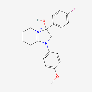 molecular formula C20H22FN2O2+ B11225371 3-(4-Fluorophenyl)-3-hydroxy-1-(4-methoxyphenyl)-2,3,5,6,7,8-hexahydroimidazo[1,2-a]pyridin-1-ium 