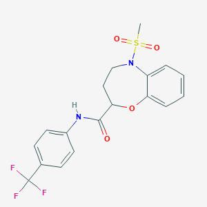 5-(methylsulfonyl)-N-[4-(trifluoromethyl)phenyl]-2,3,4,5-tetrahydro-1,5-benzoxazepine-2-carboxamide