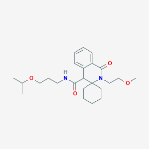 molecular formula C24H36N2O4 B11225381 2'-(2-methoxyethyl)-1'-oxo-N-[3-(propan-2-yloxy)propyl]-1',4'-dihydro-2'H-spiro[cyclohexane-1,3'-isoquinoline]-4'-carboxamide 