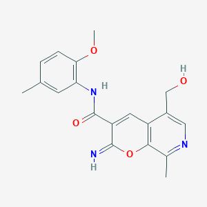 molecular formula C19H19N3O4 B11225382 5-(hydroxymethyl)-2-imino-N-(2-methoxy-5-methylphenyl)-8-methyl-2H-pyrano[2,3-c]pyridine-3-carboxamide 