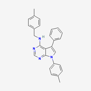 molecular formula C27H24N4 B11225383 N-(4-methylbenzyl)-7-(4-methylphenyl)-5-phenyl-7H-pyrrolo[2,3-d]pyrimidin-4-amine 