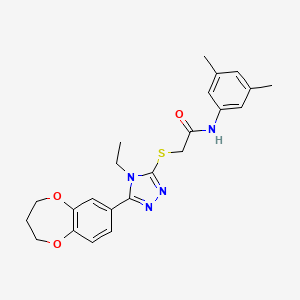 2-{[5-(3,4-dihydro-2H-1,5-benzodioxepin-7-yl)-4-ethyl-4H-1,2,4-triazol-3-yl]sulfanyl}-N-(3,5-dimethylphenyl)acetamide