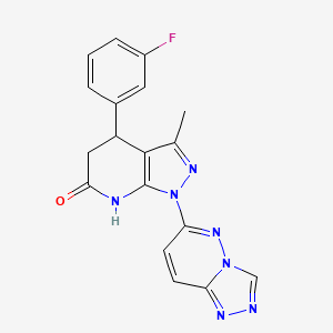 molecular formula C18H14FN7O B11225414 4-(3-fluorophenyl)-3-methyl-1-([1,2,4]triazolo[4,3-b]pyridazin-6-yl)-4,5-dihydro-1H-pyrazolo[3,4-b]pyridin-6-ol 