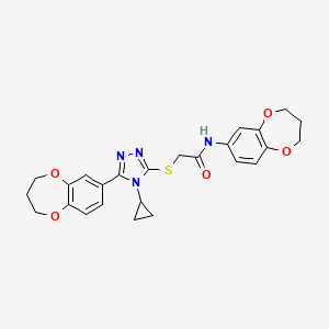 2-{[4-cyclopropyl-5-(3,4-dihydro-2H-1,5-benzodioxepin-7-yl)-4H-1,2,4-triazol-3-yl]sulfanyl}-N-(3,4-dihydro-2H-1,5-benzodioxepin-7-yl)acetamide