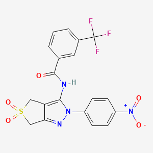 N-(2-(4-nitrophenyl)-5,5-dioxido-4,6-dihydro-2H-thieno[3,4-c]pyrazol-3-yl)-3-(trifluoromethyl)benzamide