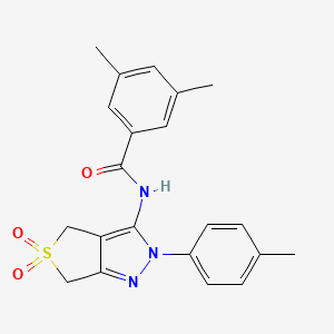 molecular formula C21H21N3O3S B11225498 N-(5,5-dioxido-2-(p-tolyl)-4,6-dihydro-2H-thieno[3,4-c]pyrazol-3-yl)-3,5-dimethylbenzamide 