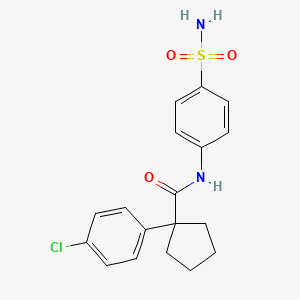 molecular formula C18H19ClN2O3S B11225503 1-(4-chlorophenyl)-N-(4-sulfamoylphenyl)cyclopentanecarboxamide 