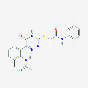 2-({6-[2-(acetylamino)-3-methylphenyl]-5-oxo-2,5-dihydro-1,2,4-triazin-3-yl}sulfanyl)-N-(2,5-dimethylphenyl)propanamide