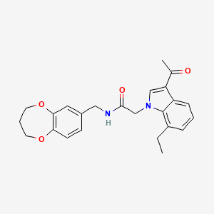 2-(3-acetyl-7-ethyl-1H-indol-1-yl)-N-(3,4-dihydro-2H-1,5-benzodioxepin-7-ylmethyl)acetamide