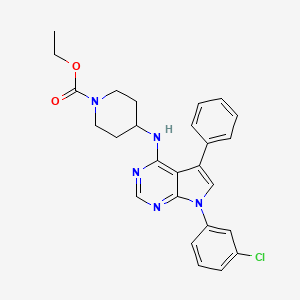 molecular formula C26H26ClN5O2 B11225553 ethyl 4-{[7-(3-chlorophenyl)-5-phenyl-7H-pyrrolo[2,3-d]pyrimidin-4-yl]amino}piperidine-1-carboxylate 