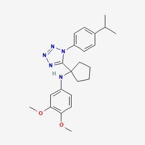 molecular formula C23H29N5O2 B11225589 3,4-dimethoxy-N-(1-{1-[4-(propan-2-yl)phenyl]-1H-tetrazol-5-yl}cyclopentyl)aniline 