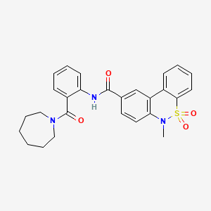 molecular formula C27H27N3O4S B11225591 N-[2-(1-Azepanylcarbonyl)phenyl]-6-methyl-6H-dibenzo[C,E][1,2]thiazine-9-carboxamide 5,5-dioxide 