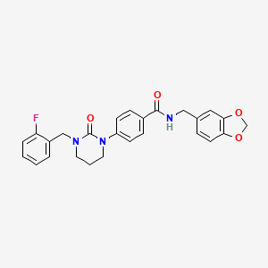 N-(1,3-benzodioxol-5-ylmethyl)-4-[3-(2-fluorobenzyl)-2-oxotetrahydropyrimidin-1(2H)-yl]benzamide