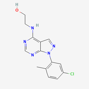 molecular formula C14H14ClN5O B11225629 2-{[1-(5-chloro-2-methylphenyl)-1H-pyrazolo[3,4-d]pyrimidin-4-yl]amino}ethanol 