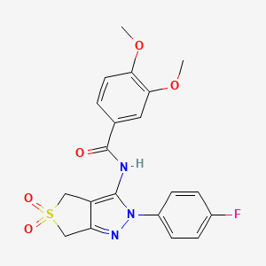 molecular formula C20H18FN3O5S B11225675 N-(2-(4-fluorophenyl)-5,5-dioxido-4,6-dihydro-2H-thieno[3,4-c]pyrazol-3-yl)-3,4-dimethoxybenzamide 