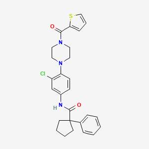 molecular formula C27H28ClN3O2S B11225689 N-{3-chloro-4-[4-(thiophen-2-ylcarbonyl)piperazin-1-yl]phenyl}-1-phenylcyclopentanecarboxamide 