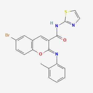 (2Z)-6-bromo-2-[(2-methylphenyl)imino]-N-(1,3-thiazol-2-yl)-2H-chromene-3-carboxamide