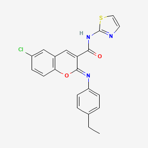 molecular formula C21H16ClN3O2S B11225698 (2Z)-6-chloro-2-[(4-ethylphenyl)imino]-N-(1,3-thiazol-2-yl)-2H-chromene-3-carboxamide 