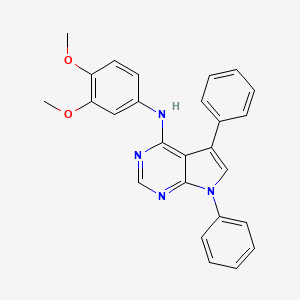 molecular formula C26H22N4O2 B11225703 N-(3,4-dimethoxyphenyl)-5,7-diphenylpyrrolo[2,3-d]pyrimidin-4-amine 