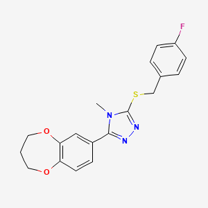 molecular formula C19H18FN3O2S B11225719 3-(3,4-dihydro-2H-1,5-benzodioxepin-7-yl)-5-[(4-fluorobenzyl)sulfanyl]-4-methyl-4H-1,2,4-triazole 