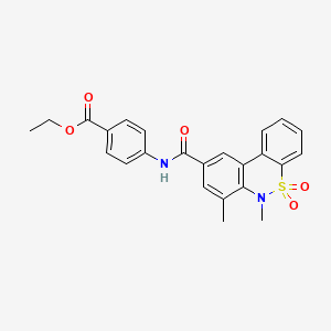 molecular formula C24H22N2O5S B11225724 ethyl 4-{[(6,7-dimethyl-5,5-dioxido-6H-dibenzo[c,e][1,2]thiazin-9-yl)carbonyl]amino}benzoate 