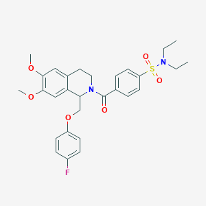 molecular formula C29H33FN2O6S B11225779 N,N-diethyl-4-(1-((4-fluorophenoxy)methyl)-6,7-dimethoxy-1,2,3,4-tetrahydroisoquinoline-2-carbonyl)benzenesulfonamide 