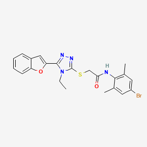 molecular formula C22H21BrN4O2S B11225782 2-{[5-(1-benzofuran-2-yl)-4-ethyl-4H-1,2,4-triazol-3-yl]sulfanyl}-N-(4-bromo-2,6-dimethylphenyl)acetamide 