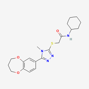 N-cyclohexyl-2-{[5-(3,4-dihydro-2H-1,5-benzodioxepin-7-yl)-4-methyl-4H-1,2,4-triazol-3-yl]sulfanyl}acetamide