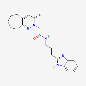 molecular formula C21H25N5O2 B11225788 N-(3-(1H-benzo[d]imidazol-2-yl)propyl)-2-(3-oxo-3,5,6,7,8,9-hexahydro-2H-cyclohepta[c]pyridazin-2-yl)acetamide 