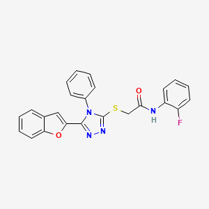 molecular formula C24H17FN4O2S B11225796 2-{[5-(1-benzofuran-2-yl)-4-phenyl-4H-1,2,4-triazol-3-yl]sulfanyl}-N-(2-fluorophenyl)acetamide CAS No. 938015-59-9