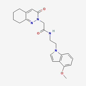 molecular formula C21H24N4O3 B11225802 N-[2-(4-methoxy-1H-indol-1-yl)ethyl]-2-(3-oxo-5,6,7,8-tetrahydrocinnolin-2(3H)-yl)acetamide 