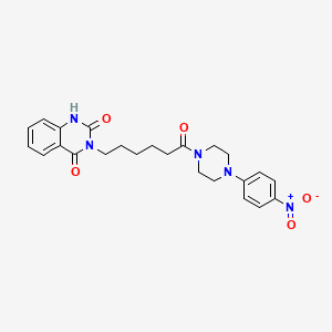 molecular formula C24H27N5O5 B11225877 3-(6-(4-(4-nitrophenyl)piperazin-1-yl)-6-oxohexyl)quinazoline-2,4(1H,3H)-dione 