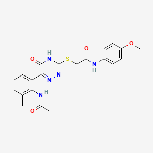 2-({6-[2-(acetylamino)-3-methylphenyl]-5-oxo-2,5-dihydro-1,2,4-triazin-3-yl}sulfanyl)-N-(4-methoxyphenyl)propanamide