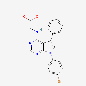 molecular formula C22H21BrN4O2 B11225993 7-(4-bromophenyl)-N-(2,2-dimethoxyethyl)-5-phenyl-7H-pyrrolo[2,3-d]pyrimidin-4-amine 