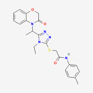 molecular formula C23H25N5O3S B11225999 2-({4-ethyl-5-[1-(3-oxo-2,3-dihydro-4H-1,4-benzoxazin-4-yl)ethyl]-4H-1,2,4-triazol-3-yl}sulfanyl)-N-(4-methylphenyl)acetamide 