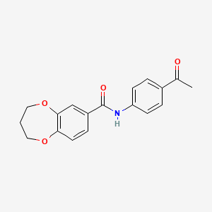 molecular formula C18H17NO4 B11226026 N-(4-acetylphenyl)-3,4-dihydro-2H-1,5-benzodioxepine-7-carboxamide 