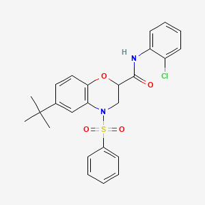 molecular formula C25H25ClN2O4S B11226088 6-tert-butyl-N-(2-chlorophenyl)-4-(phenylsulfonyl)-3,4-dihydro-2H-1,4-benzoxazine-2-carboxamide 