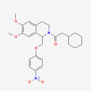 2-cyclohexyl-1-(6,7-dimethoxy-1-((4-nitrophenoxy)methyl)-3,4-dihydroisoquinolin-2(1H)-yl)ethanone