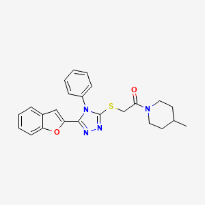 molecular formula C24H24N4O2S B11226095 2-{[5-(1-benzofuran-2-yl)-4-phenyl-4H-1,2,4-triazol-3-yl]sulfanyl}-1-(4-methylpiperidin-1-yl)ethanone 