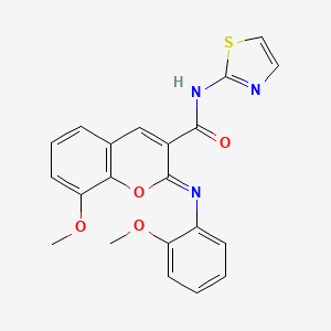 molecular formula C21H17N3O4S B11226103 (2Z)-8-methoxy-2-[(2-methoxyphenyl)imino]-N-(1,3-thiazol-2-yl)-2H-chromene-3-carboxamide 