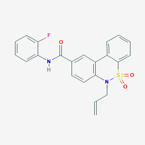 molecular formula C22H17FN2O3S B11226113 6-allyl-N-(2-fluorophenyl)-6H-dibenzo[c,e][1,2]thiazine-9-carboxamide 5,5-dioxide 